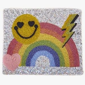 St. Xavier Emoji Icons Rainbow Sequin Beaded Convertible Crossbody Clutch Bag